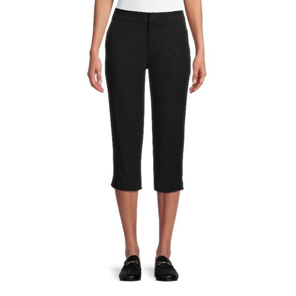 Womens Black Lightweight Dressy Capri Pants Cotton Blend Size 14 - Picture 2 of 6